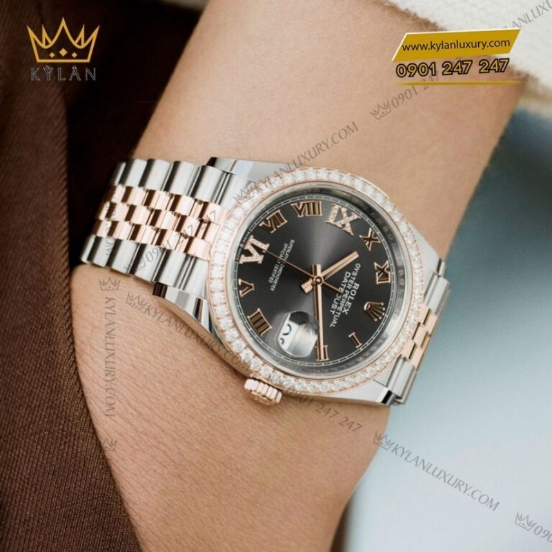 Đồng hồ Rolex Datejust 31 mặt xám đính kim cương 278381RBR-0030