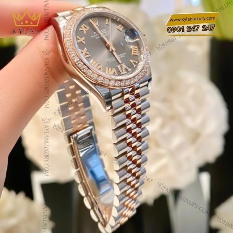 Đồng hồ Rolex Datejust 31 mặt xám đính kim cương 278381RBR-0030