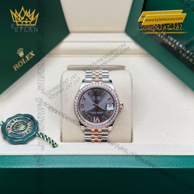 Đồng hồ Rolex Datejust 31 xám La Mã vành kim 278381RBR-0030