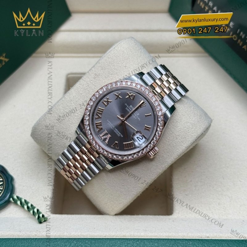 Đồng hồ Rolex Datejust 31 xám La Mã vành kim 278381RBR-0030