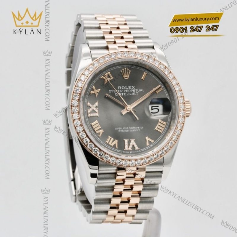 Đồng hồ Rolex Datejust 31 mặt xám đính kim cương 278381RBR-0030
