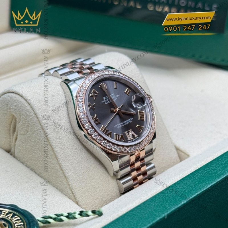 Đồng hồ Rolex Datejust 31 xám La Mã vành kim 278381RBR-0030