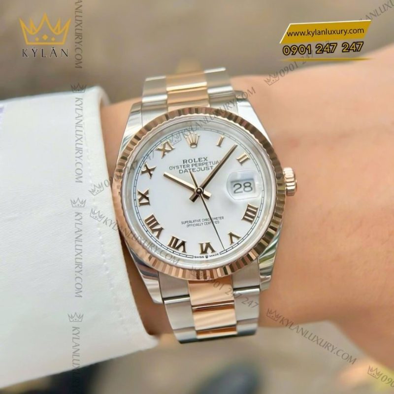Đồng hồ Rolex Datejust 36 mặt trắng La Mã 126231-0016