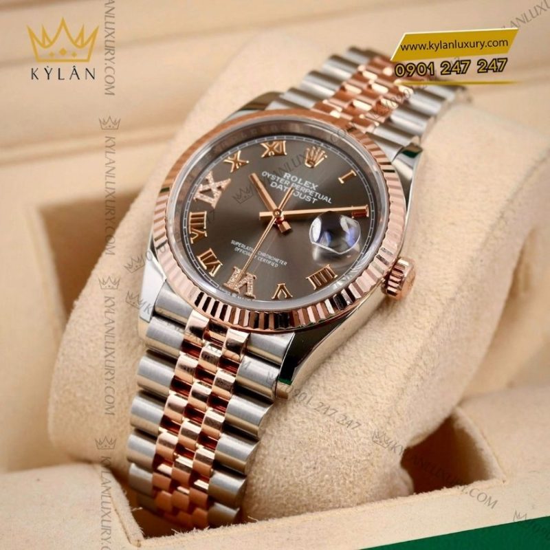 Đồng hồ Rolex Datejust 36 xám La Mã kim cương 126231-0023