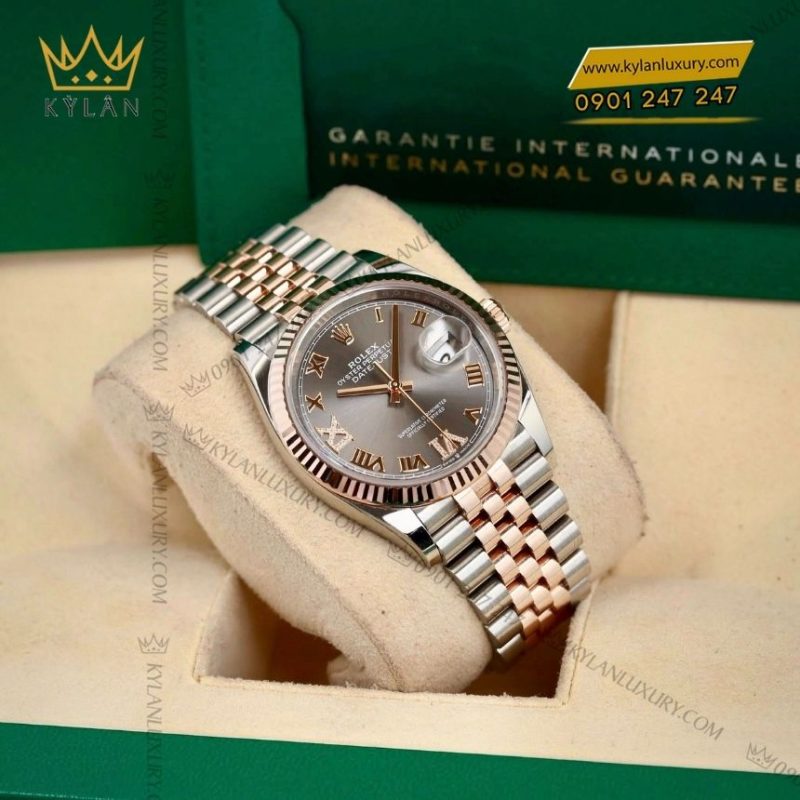 Đồng hồ Rolex Datejust 36 xám La Mã kim cương 126231-0023
