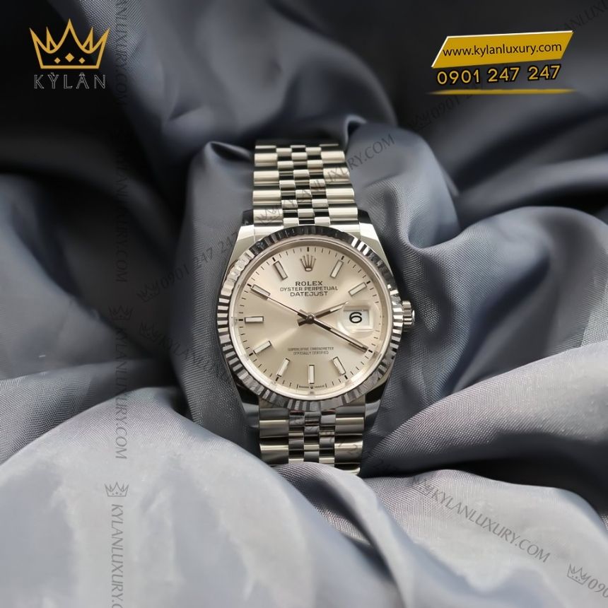 Kỳ Lân Luxury rolex datejust 36 126234 0013 4 Đồng hồ Rolex Datejust 36 mặt số bạc 126234-0013