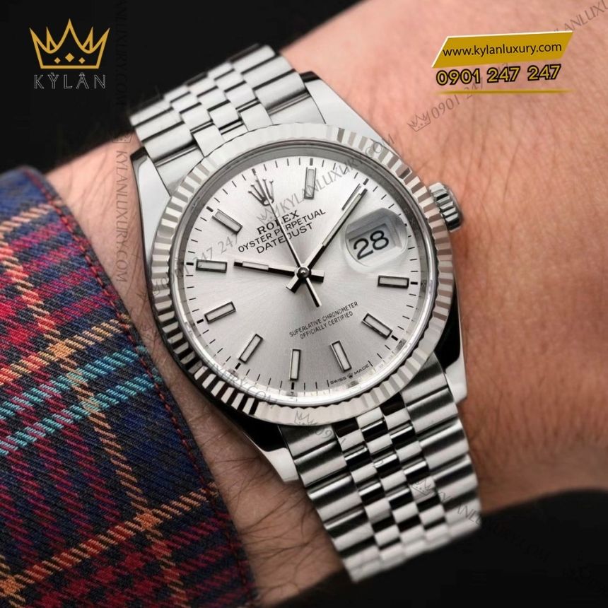 Kỳ Lân Luxury rolex datejust 36 126234 0013 7 Đồng hồ Rolex Datejust 36 mặt số bạc 126234-0013