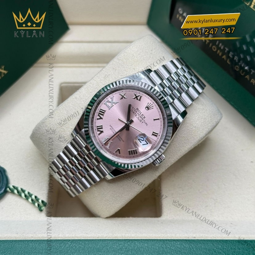 Kỳ Lân Luxury rolex datejust 36 126234 003 4 Đồng hồ Đồng hồ Rolex Datejust 36 mặt hồng cọc La Mã 126234-0031