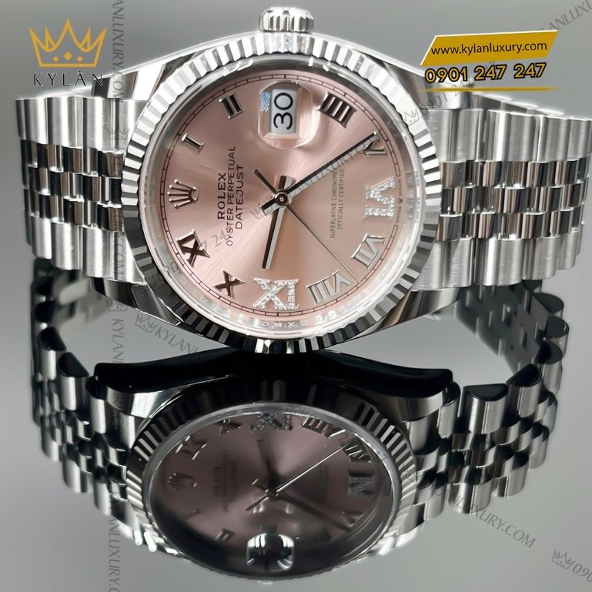 Kỳ Lân Luxury rolex datejust 36 126234 0031 4 Đồng hồ Rolex Datejust 36 mặt số hồng đính kim cương 126234-0031