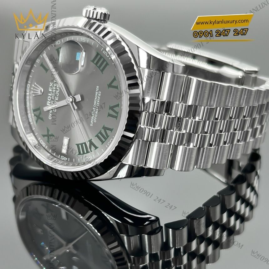 Kỳ Lân Luxury rolex datejust 36 126234 0045 3 Đồng hồ Rolex Datejust 36 mặt xám La Mã 126234-0045