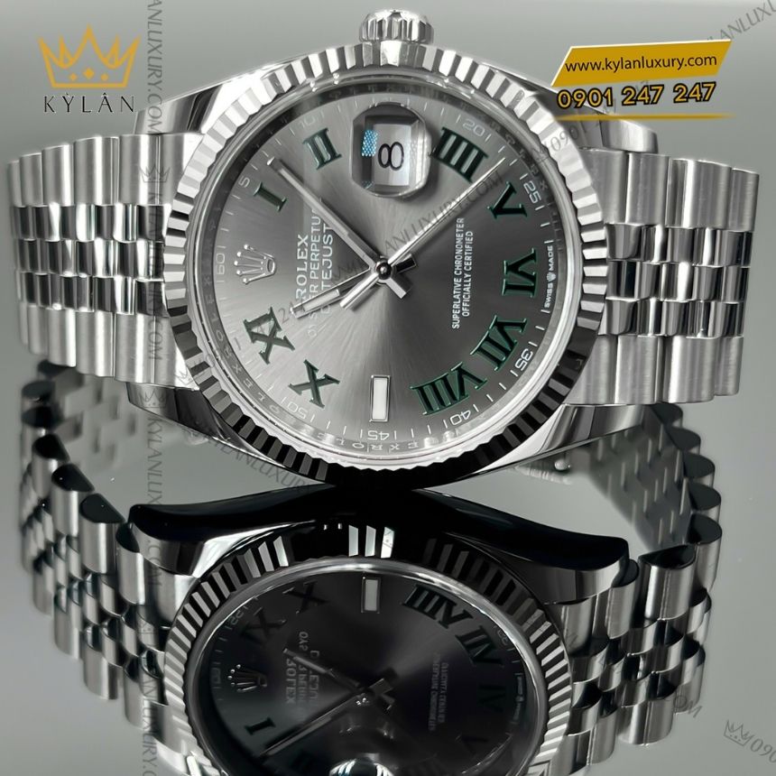 Kỳ Lân Luxury rolex datejust 36 126234 0045 4 Đồng hồ Rolex Datejust 36 mặt xám La Mã 126234-0045