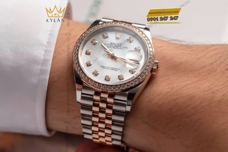 Đồng hồ Rolex Datejust 36 mặt xà cừ kim cương 126281RBR-0009