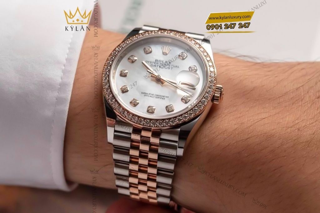 Kỳ Lân Luxury rolex datejust 36 126281rbr 0009 4 Đồng hồ Rolex Datejust 36 mặt xà cừ kim cương 126281RBR-0009