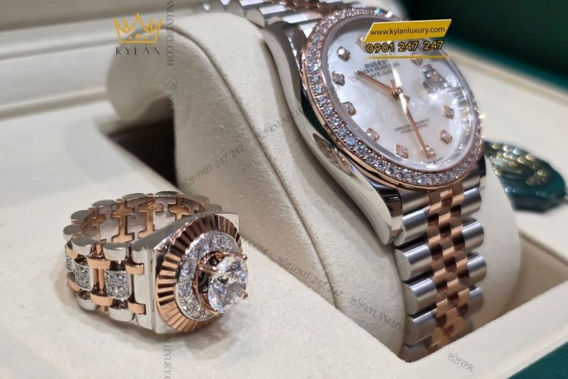 Đồng hồ Rolex Datejust 36 mặt xà cừ kim cương 126281RBR-0009