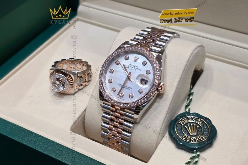 Đồng hồ Rolex Datejust 36 mặt xà cừ kim cương 126281RBR-0009