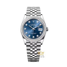 Đồng hồ Rolex Datejust 36 xanh dương vành kim cương 126284RBR-0029
