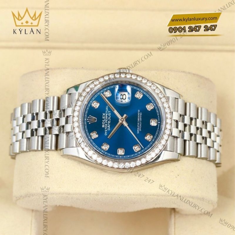 Đồng hồ Rolex Datejust 36 mặt xanh dương cọc kim cương 126284RBR-0029