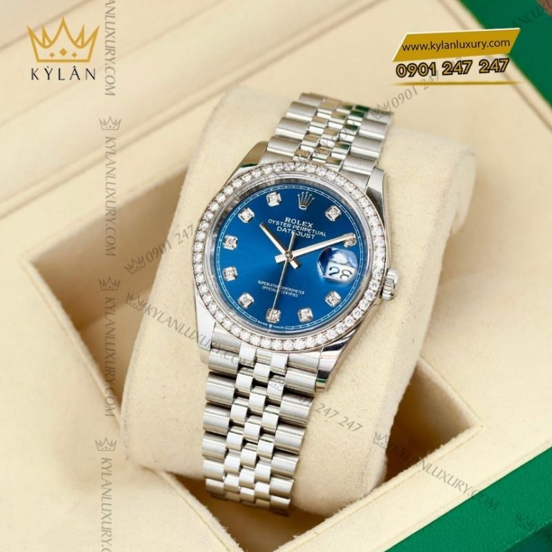 Đồng hồ Rolex Datejust 36 mặt xanh dương cọc kim cương 126284RBR-0029