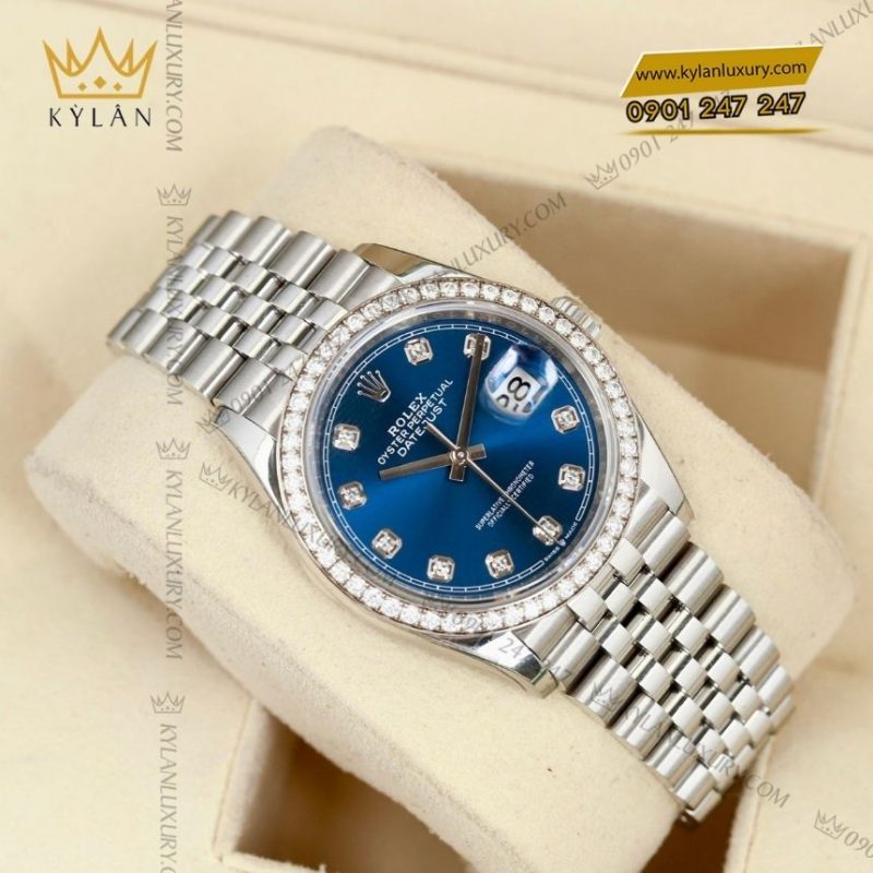Đồng hồ Rolex Datejust 36 mặt xanh dương cọc kim cương 126284RBR-0029