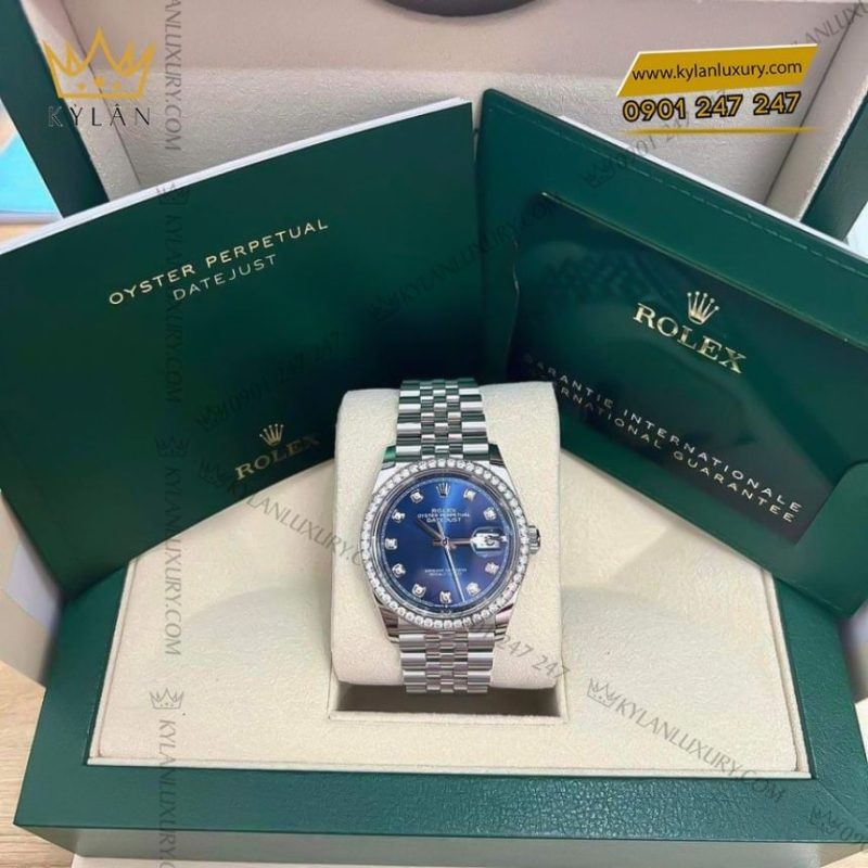Đồng hồ Rolex Datejust 36 mặt xanh dương cọc kim cương 126284RBR-0029