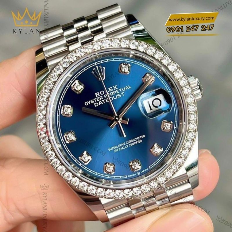 Đồng hồ Rolex Datejust 36 mặt xanh dương cọc kim cương 126284RBR-0029