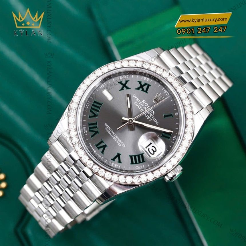 Kỳ Lân Luxury rolex datejust 36 m126284rbr 0037 7 Đồng hồ Rolex Datejust 36 mặt xám cọc La Mã 126284RBR-0037