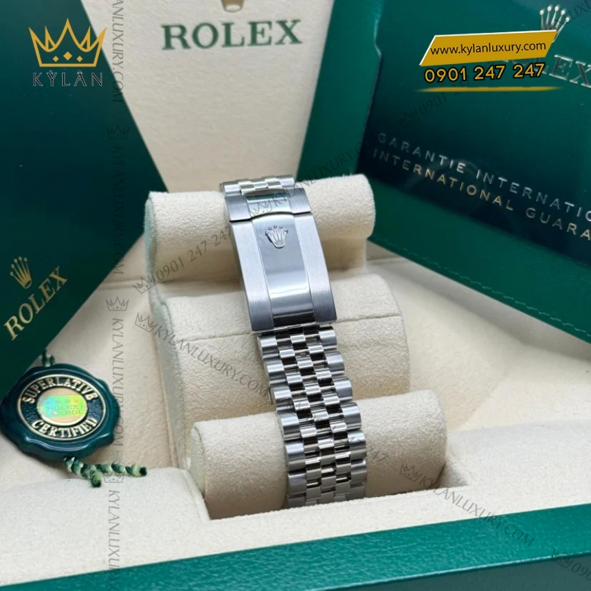 Kỳ Lân Luxury rolex datejust 36 mat so bac 126234 0013 4 Đồng hồ Rolex Datejust 36 mặt số bạc cọc dạ quang 126234-0013