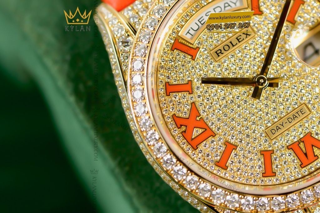 Kỳ Lân Luxury rolex day date 36 128158rbr 1 Đồng hồ Rolex Day-Date 36 mặt số pavé 128158RBR
