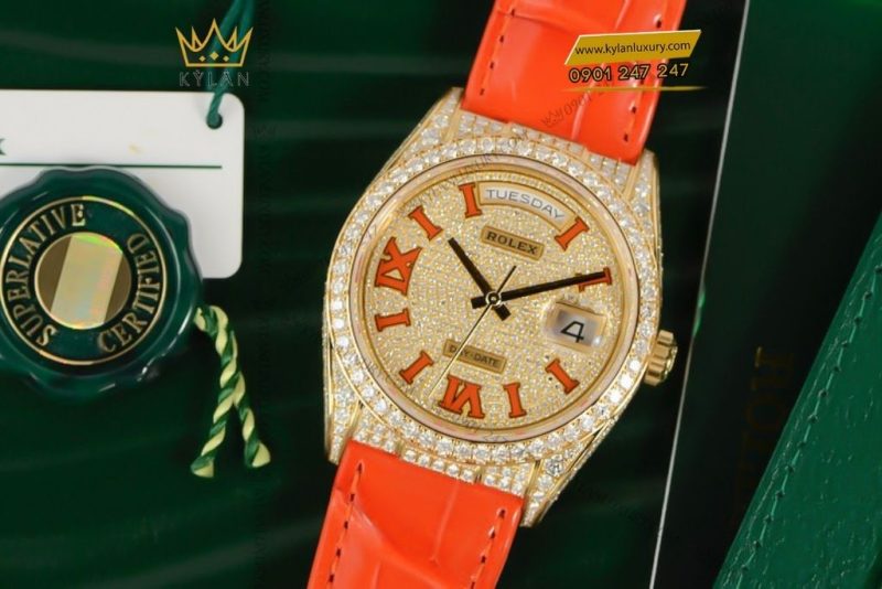 Đồng hồ Rolex Day-Date 36 mặt số pavé 128158RBR