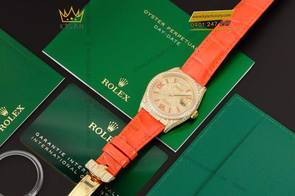 Kỳ Lân Luxury rolex day date 36 128158rbr 7 Đồng hồ Rolex Day-Date 36 mặt số pavé 128158RBR