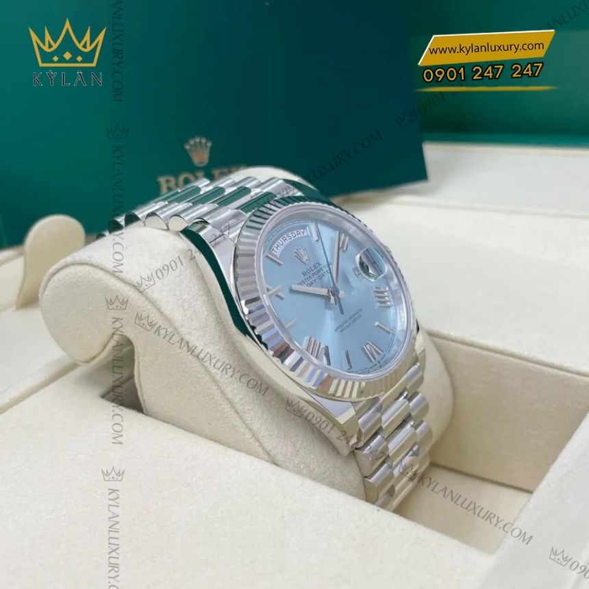 Kỳ Lân Luxury rolex day date 40 ice blue 228236 0012 4 Đồng hồ Rolex Day-Date 40 mặt số xanh băng 228236-0012