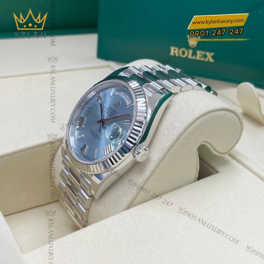 Kỳ Lân Luxury rolex day date 40 ice blue 228236 0012 5 Đồng hồ Rolex Day-Date 40 mặt số xanh băng 228236-0012