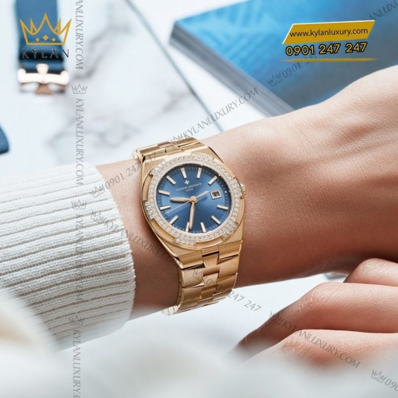 Đồng hồ Vacheron Constantin Overseas Quartz 33mm mặt xanh denim 1225V/200R-H015
