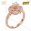 Nhẫn nữ vàng hồng nguyên khối Au750 đính kim cương 