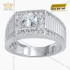 Nhẫn nam vàng trắng Au750 đính kim cương