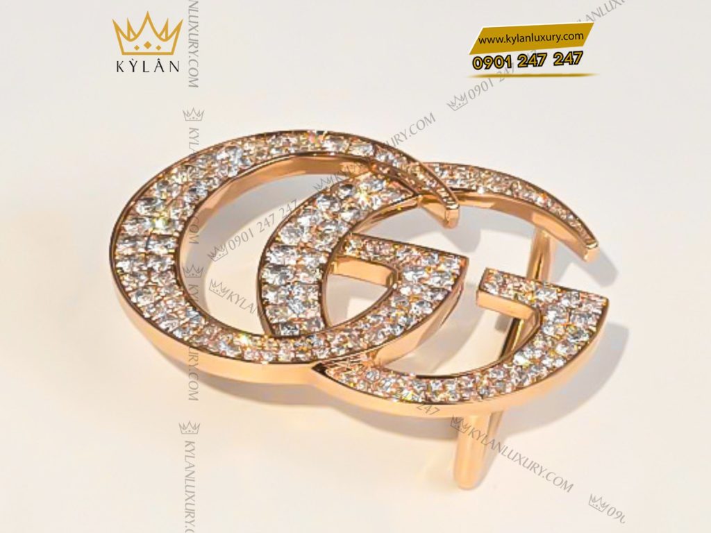 Mặt Thắt Lưng GG Vàng Nguyên Khối Au750 Đính Kim Cương