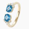 Nhẫn nữ vàng nguyên khối Au750 đính hai viên chủ đá Topaz