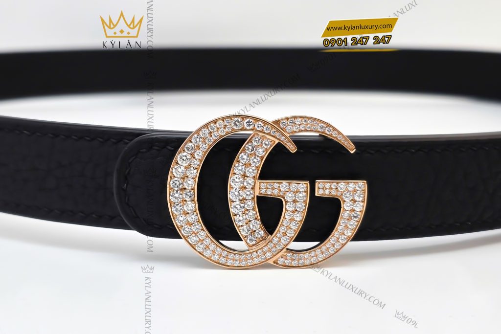 Mặt Thắt Lưng GG Vàng Nguyên Khối Au750 Đính Kim Cương