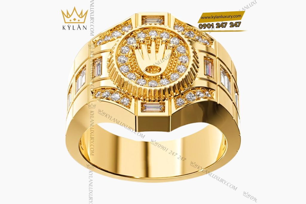 Nhẫn Rolex vàng nguyên khối Au750 đính kim cương