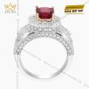 Nhẫn nữ vàng trắng nguyên khối Au750 đính viên chủ Sapphire đỏ