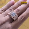 Nhẫn nam vàng hồng nguyên khối Au750 đính viên chủ 11ly3