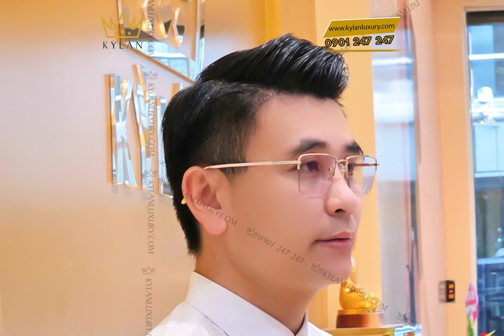 Mắt kính vàng hồng Au750 đính kim cương 7 Mắt kính vàng hồng Au750 đính kim cương