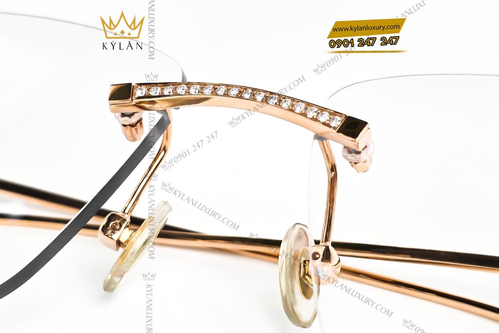 Mắt kính vàng hồng nguyên khối Au750 đính kim cương 4 Mắt kính vàng hồng nguyên khối Au750 đính kim cương