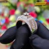 Nhẫn vàng trắng nguyên khối Au750 đính kim cương chủ 5ly4