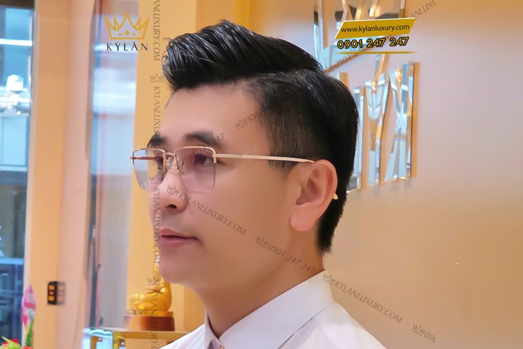 Mắt kính vàng hồng Au750 đính kim cương 18 Kỳ Lân Luxury 11 15 Mắt kính vàng hồng Au750 đính kim cương