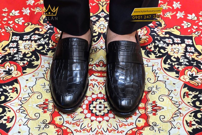 Giày da cá Alligator black