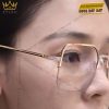 Mắt kính vàng hồng nguyên khối Au750 đính kim cương