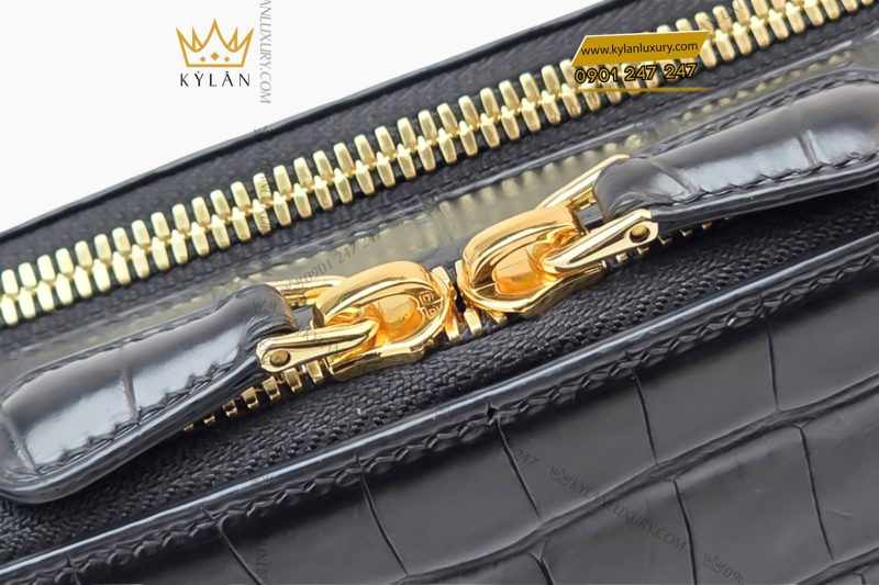 Túi Clutch Nam Da Cá Alligator Black