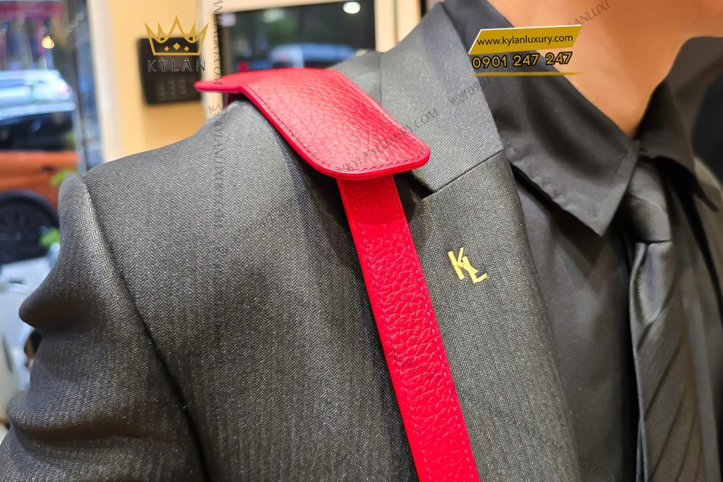 Kỳ Lân Luxury 12 1 Túi xách da Togo mix da Alligator màu đỏ đính logo vàng LDH