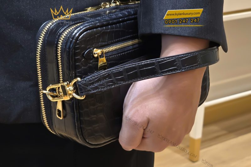 Túi Clutch Da Cá Alligator Black